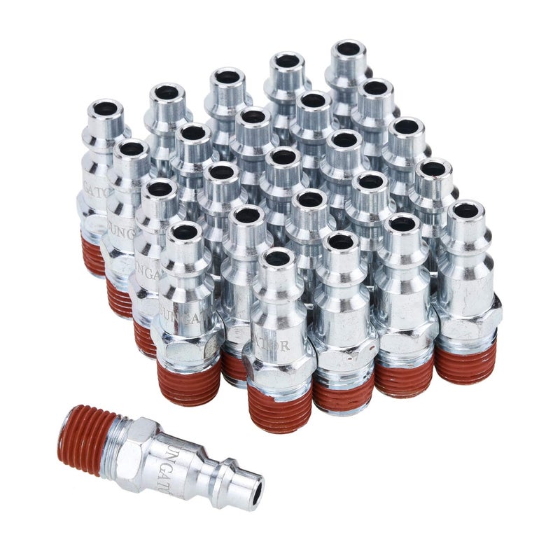 SUNGATOR 25-Pack 1/4 Inch Air Hose Fittings  1/4'' Male NPT Industrial Plugs Kit  1/4 Inch Quick Connect Air Line Hose Fittings  1/4'' Industrial Hose Repair Plugs Kit for Comressor  Auto Shop - Image 1